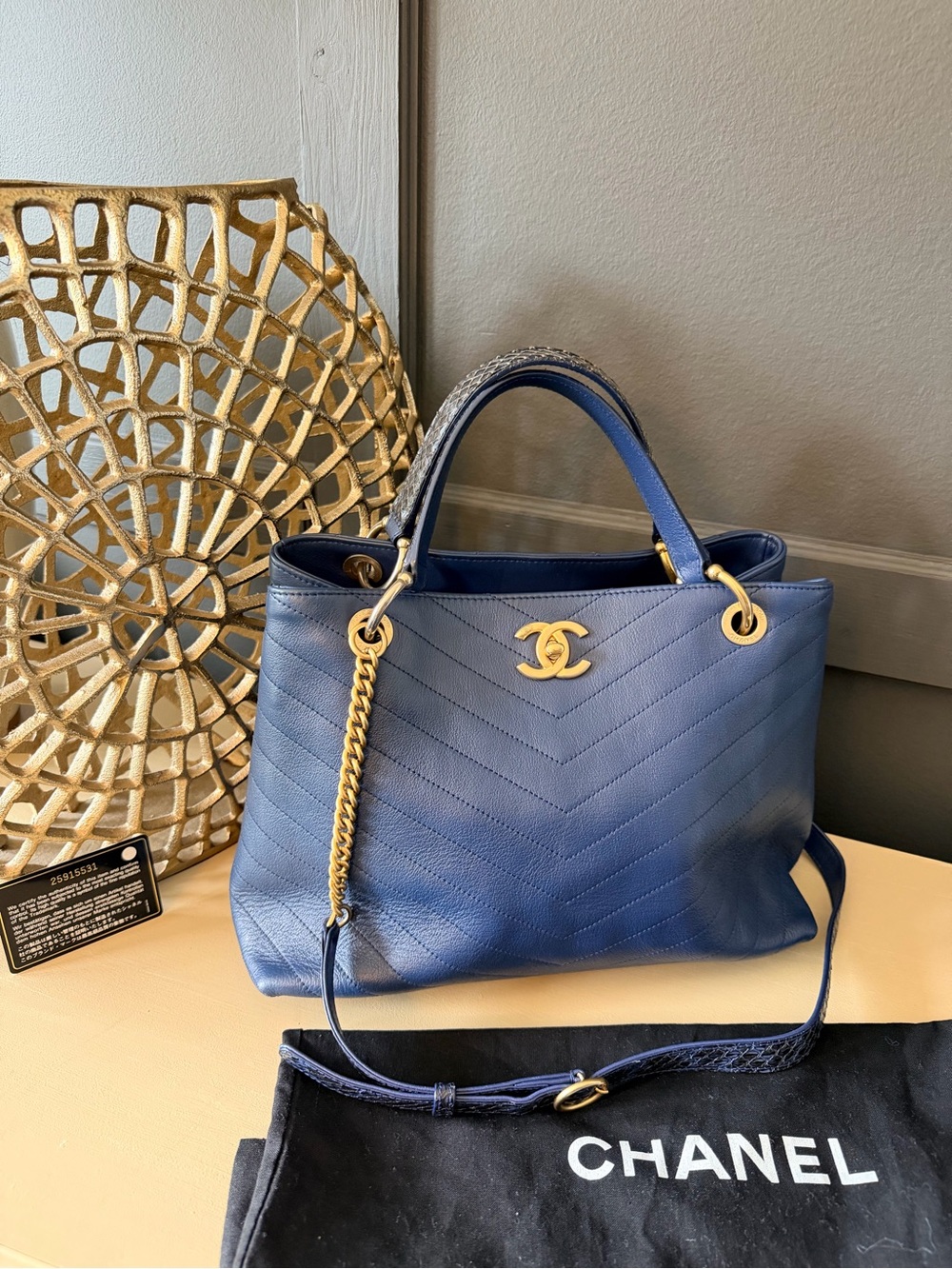 Chanel Chevron Python Chic Small Shopping Tote | 2018 Series